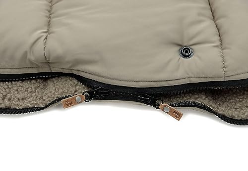 Jollein Fußsack Olive Green - Für Buggy und Kinderwagen - Für 3-Punkt- und 5-Punkt-Gurt - Mit Teddy Gefütterter Fußsack Kinderwagen - Wasserabweisend - Olivgrün