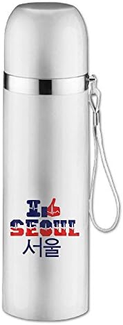 YupooHaoPL Stainless Steel Mug I Like Seoul Heart Beats Tattoo Custom Vacuum Cup, 16-Ounce, White