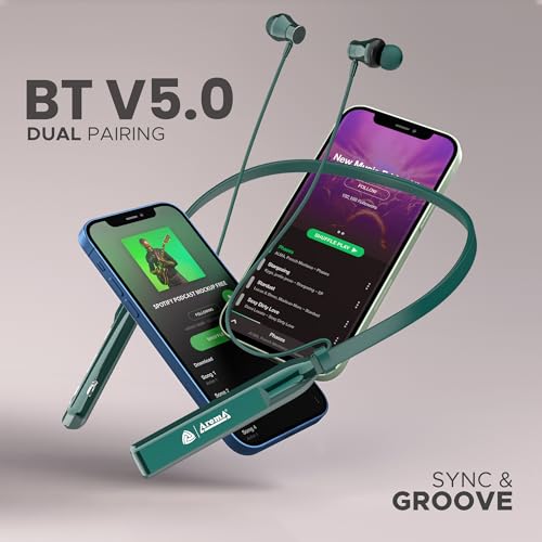 Image of AROMA NB119 Tune Upto 48 Hours Playtime*, Fast Charging, Dual Pairing, Bluetooth Neckband