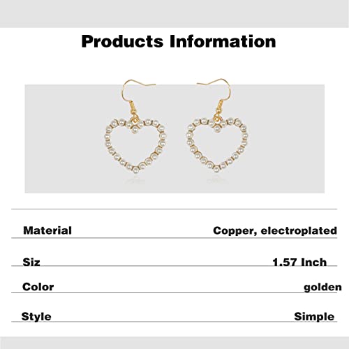 Dtesl Vintage Pearl Love Heart Dangle Earrings Jewelry Women Fashion Wedding High Jewelry Party Gifts For Women Teen Girls Mother Friends (A-Gold) #TOP4