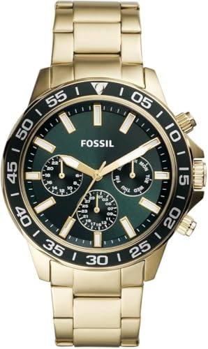 Image of Fossil Bannon Analog Green Dial Gold Men's Watch BQ2493