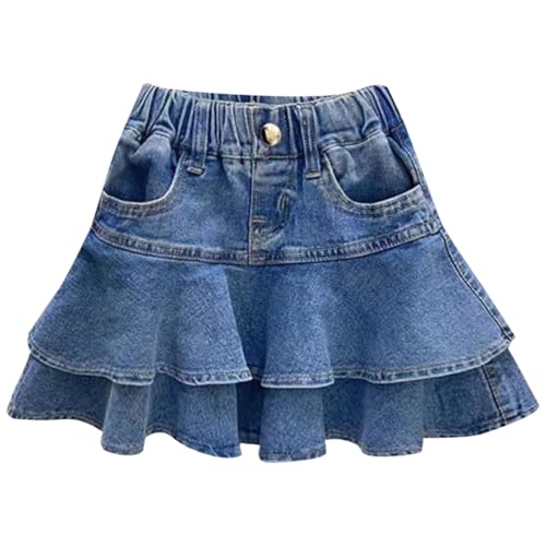 AOOPOO Mädchen Jeansrock Sommer Rüschen Denim Kurz Rock mit...