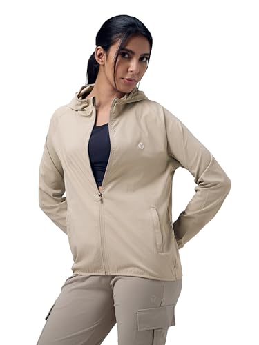 Image of TECHNOSPORT Women's Solid Slim Fit Hooded Jacket with TECHNOWARM+ | Full Zip Polyester Winter Jacket for Sports, Gym, Travel & Casual Wear | Long Sleeve Hooded Activewear with Moisture-Wicking Fabric