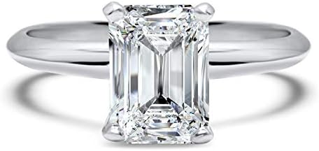 1 carat Forever ONE Near colorless emerald cut solitaire moissanite engagement ring 14k White Gold
