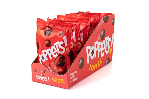 POPPETS TOFFEE POUCH 130G (Pack of 9)