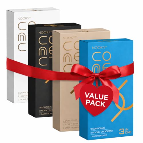 Image of Nooky Connect Romance Booster Kit - Condoms | Mood-Lifting Chocolates for Couples | Chocolate For Uplifting Mood | Best Gift Set For Men & Women | Vegan & Gluten-free | 200g (Connect Pack of 4)