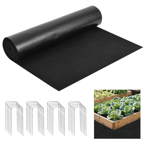 Recycled Felt Mulch Mat, 2'x 8.2' Reusable Fabric Walkway Mat Mulch Pathway Durable Landscaping Mat with 20 Ground Stakes for Plant Vegetables Flower Garden Weed Barrier