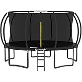 JUMPZYLLA Trampoline Outdoor 8FT 10FT 12FT 14FT 15FT 16FT with Enclosure and Ladder, ASTM Approved Recreational Trampoline for Kids and Adults, Anti-Rust Coated Frame