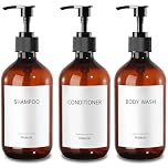 GMISUN Shampoo and Conditioner Dispenser, 500ml Plastic Amber Soap Dispenser for Bathroom, 3Pcs Shower Gel Dispenser, Refillable Shower Pump Bottles, Shampoo Conditioner Body Wash Dispenser with Pump