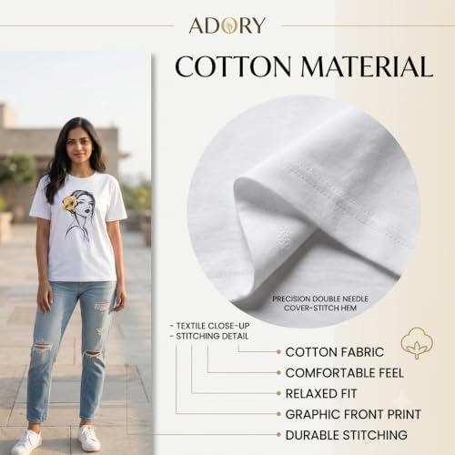 Image of Adory Women's Graphic Printed Cotton T-Shirt