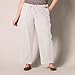 Amazon Essentials Women's Pull On Linen Blend Drawstring Relaxed Fit Wide Leg Pant, Ecru, 1X