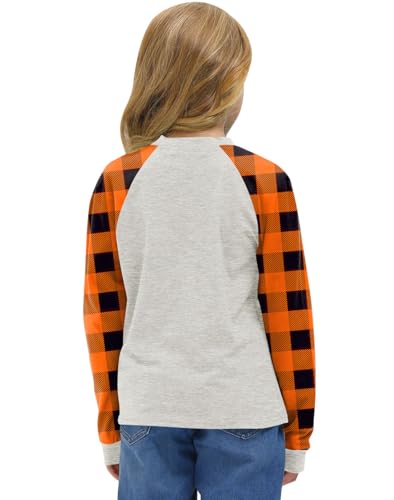 Image of BesserBay Girl's Christmas Buffalo Plaid Raglan Top Funny Holiday Graphic Shirt 4-14 Years