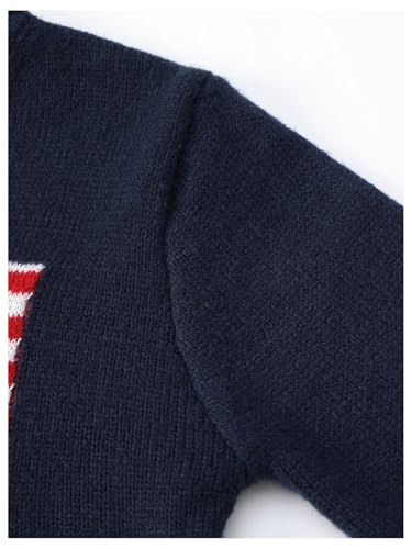 GORGLITTER Girl's American Flag Graphic Sweater Crewneck Long Sleeve Knit Pullover Tops4