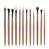 Brochas para Maquillaje de 12 Piezas, Juego de Brochas para Maquillaje de Ojos, Delineador, Sombra de Ojos, Cejas, Bases, Brochas Difusoras de Polvos Líquidos
