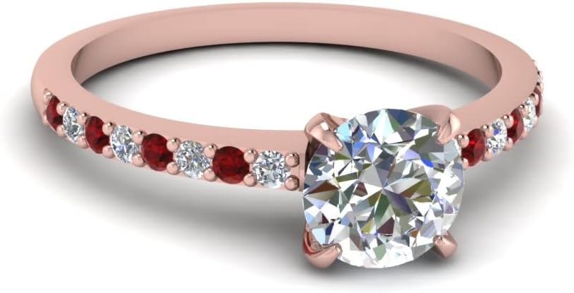 Choose Your Gemstone Delicate Diamond CZ Engagement Ring Rose Gold Plated Round Shape Petite Engagement Rings Matching Jewelry Wedding Jewelry Easy to Wear Gifts US Size 4 to 12
