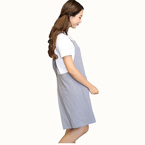 Bbybbs H Shoulder Straps Soft Cotton Linen Apron Solid Color Halter Cross Bandage Aprons Japan Style X Shape Kitchen Cooking Clothes Chef Summer Fit (Light Grey) #TOP3