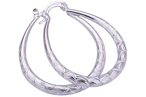 Womens 925 Sterling Silver U Shape Big Hollow Hoop Dangle Earrings