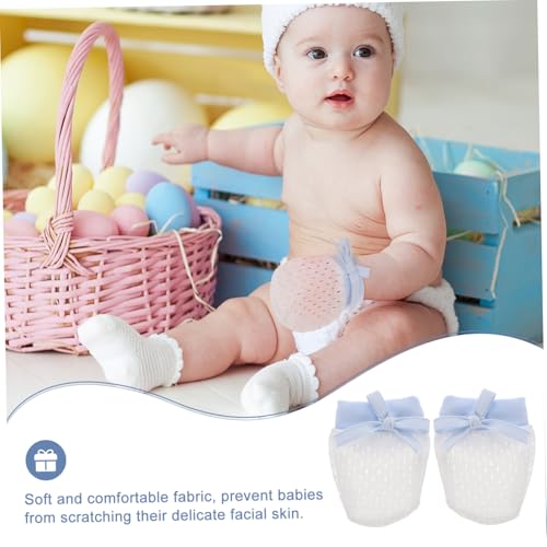 1Pair No Scratch Mittens for Newborns Ice Gloves Breathable Mesh Design Soft Comfort for Safety Unisex Scratch Sleeves Months3