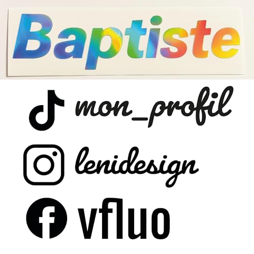 Autocollant réseaux sociaux - Holographique ou Métallisé – 20 à 550 mm – Instagram/TikTok/Facebook – Vinyle Premium – Sticker Voiture/Moto/Vitrine –...