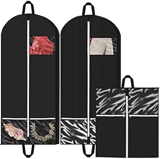 2PACK 54 Breathable Clothes Covers with 2 Zipper Pockets and 3.5 gusset, Foldable Men Suit Storage Bag with Carry Handles for Business Travel, Hanging Dress Bag Covers Garment Cover Bags for Storage
