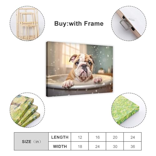Impression sur toile bouledogue dans la baignoire 40x60cm pour déco murale - 2