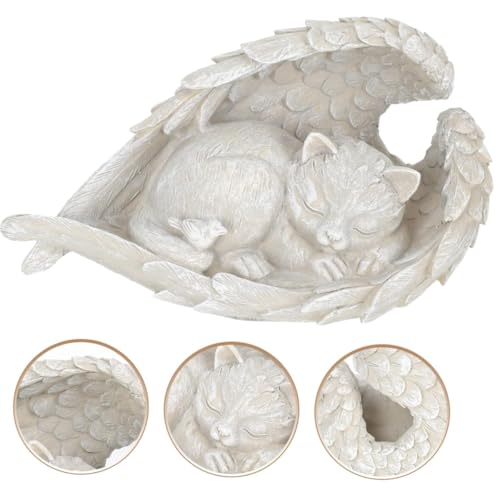 ZHjuju Gedenkstein für Haustiere,Gartendeko für Draußen Denkmal Katze Engel Haustier Denkmal Deko Gedenken Tier Garten Statue für Terrasse Balkon Garten Gedenkstatue