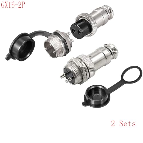 Conector aviación metálico GX16-2P 16mm 2 pines set 2 miniatura 3