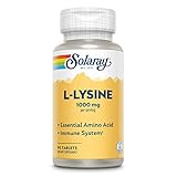 SOLARAY L-Lysine, Free-Form 1000 mg, Essential Amino Acid Immune Support Supplement with Vitamin C 1,000 mg and Zinc 25 mg, Lab Verified, 60-Day Guarantee, 30 Servings, 90 Tablets