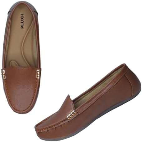 Pluxh Women Ballet Flats | Slip-On Casual & Formal Shoes | Elegant Metal Accent Design, Soft Cushioned Insole with Flexible Anti-Slip Sole | Office Wear, Daily Use & Travel Footwear