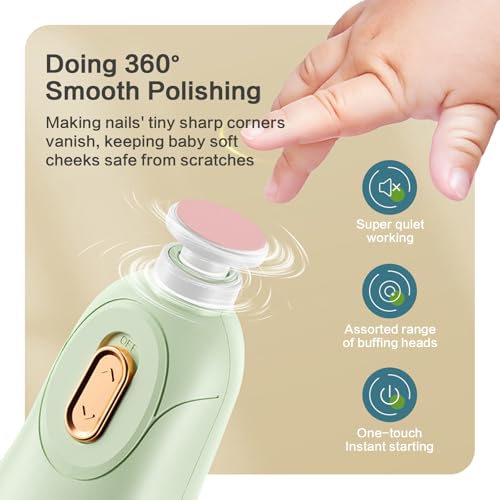 Image of Electric Baby Nail Trimmer for 0 to 3 Year | 7 Filer Heads Adjustment, Gentle Electric Power, Easy to Use, Ideal as New Born Baby Essentials Gifts, 1 Count