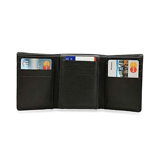 Executive Gift Shoppe | Personalized RFID Blocking Trifold Wallet with ID Holder - Black Men’s Wallet with Initials2