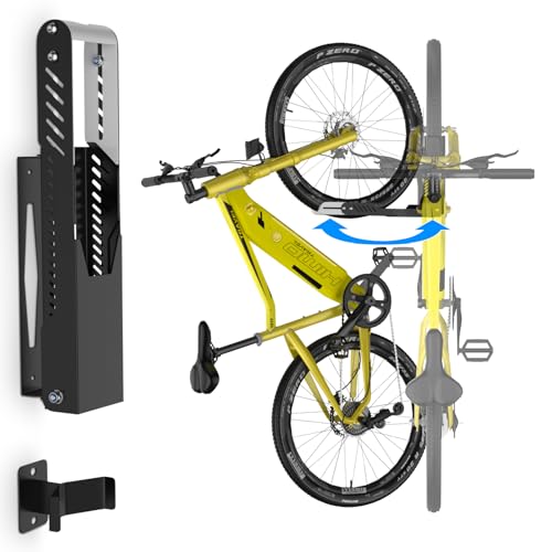 IMAYCC Giratorio Soporte Bicicletas Pared, Plegable Ajustable Vertical Colgador Bicicleta Pared, No Requiere Elevación Cuelga Bicis Pared,Apto Para 20'-29'Mtb Bicicletas De Carretera,Ahorro De Espacio