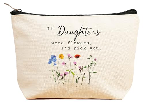 ZVMIS If Were Flowers, I'd Pick You-Thank You, regalos de cumpleaños, Año Nuevo, Acción de Gracias, Navidad para mujeres, bolsa de maquillaje, bolsa de cosméticos, estuche de viaje, Beige, 9.5 ″ L x