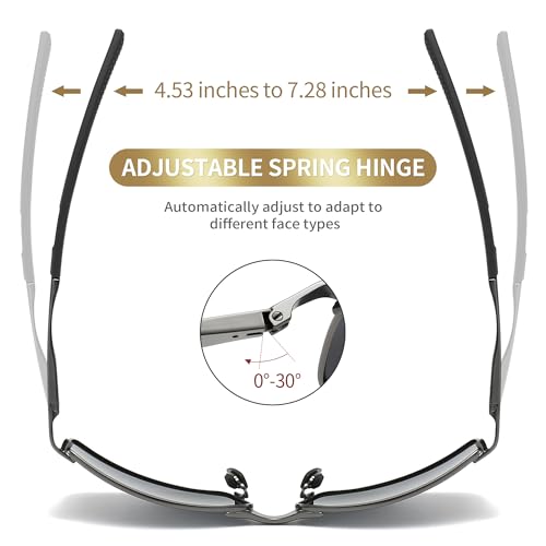 SUNGAIT Ultra-Lightweight Polarized Sunglasses Men for Driving Fishing Golf, Rectangular Metal Frame with Spring Hinge4