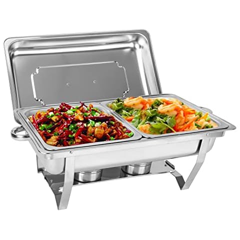 Dhouse 9L Edelstahl Warmhaltebehälter Warmhaltebehälter Speisenwärmer Buffetwärmer Cover