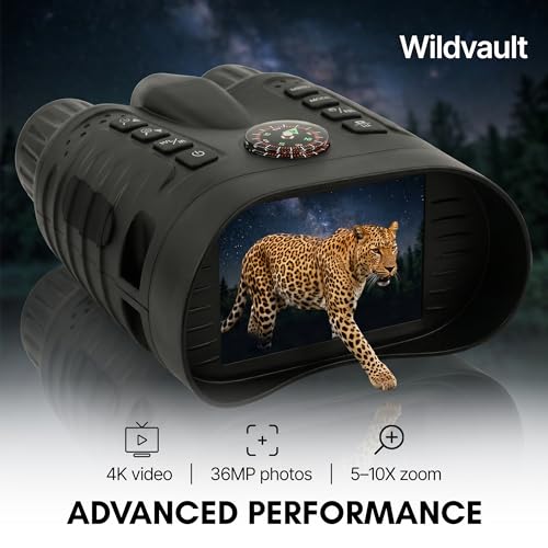 Image of 4K Night Vision Goggles for Adults, Night Vision Binoculars with 10X Optical Zoom 3-Inch HD Screen, for Hunting Wildlife Observation Security, Auto-Focus, Infrared, Waterproof.