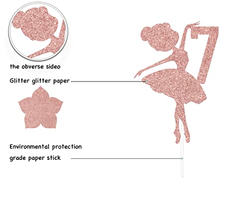 Ballerina 7Th Birthday Cake Topper, Ballerina Cake Topper, 7Th Birthday Cake Topper, Princess Cake Topper, Ballerina Birthday Decorations, Dancing Girl Birthday Party Decorations Rose Gold Glitter #TOP1