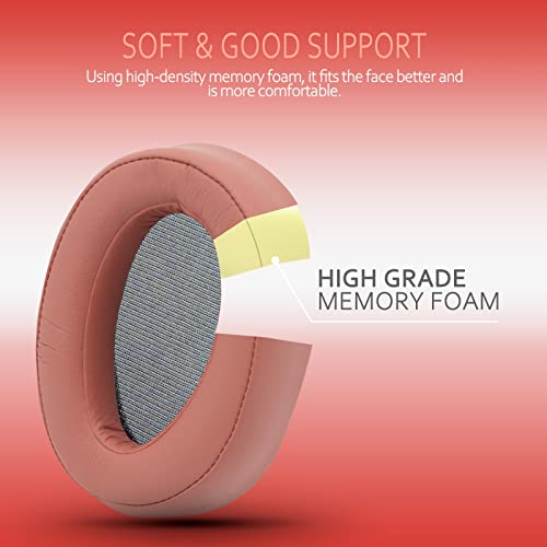Image of Krone Kalpasmos Replacement Earpads for Sony WH-H900N h.Ear on 2 & Sony MDR-100ABN Headphones, Sony Headphone Cushions Compatible with Sony 900N, Sony WH H900N earpads with Soft Foam Leather,Light Red
