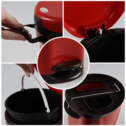 Bote de basura pequeño 8 litros con pedal rojo miniatura 3