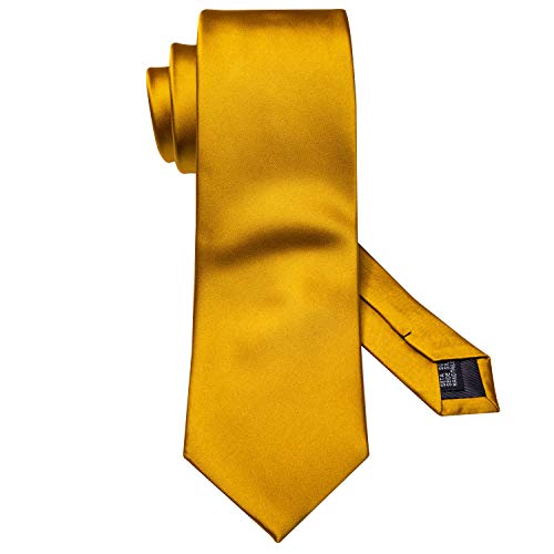 Image of Barry.Wang Plain Men Silk Ties Extra Long Satin Necktie for Wedding Business Handkerchief Cufflinks Set Solid Colors
