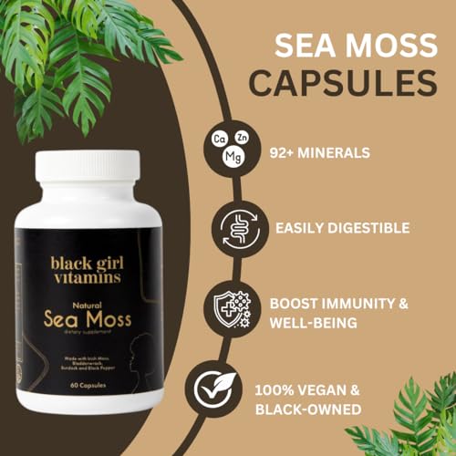 Black Girl Vitamins Organic Sea Moss Capsules – 92 Minerals Superfood Supplement | Vegan Sea Moss Pills for Thyroid, Digestive & Immune Support | Black-Owned, Non-GMO - Image 6
