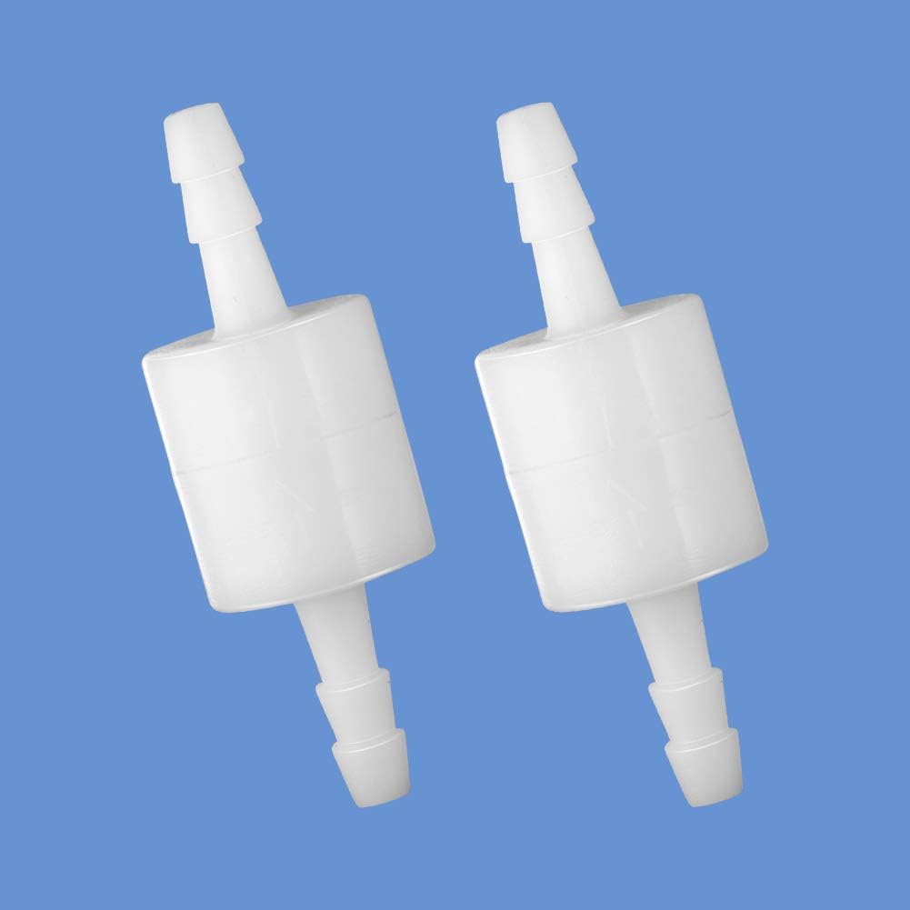 Quickun 5/32" One Way Inline Check Valve, Non Return Hose Barb, Ozone Resistance Plastic Valve for Fuel Oil Water Gas Pump Air, 2 Pcs