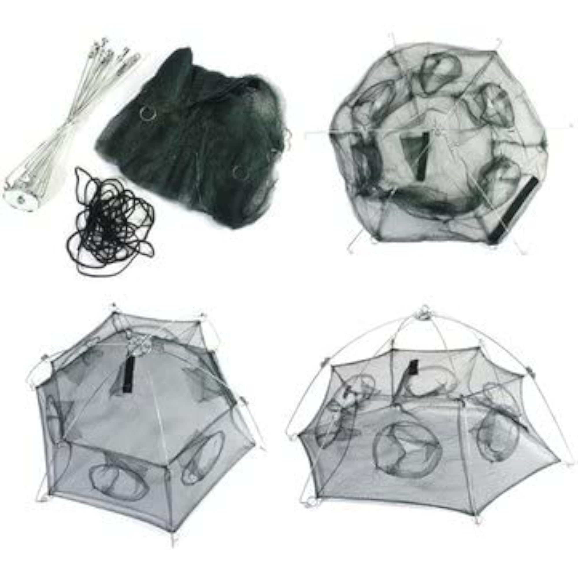 Folding Fishing Trap Baits, Mesh Crab Nets for Easy Catch
