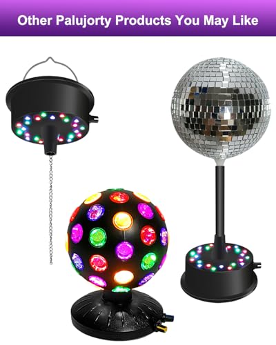Image of Disco Ball Motor with Lights with Remote, Palujorty 5 RPM-9 RPM 24 LED Mirror Ball Motor with Lights for 4 inch 6 inch 8 inch 12 inch Balls for Party(USB /Battery Powered)
