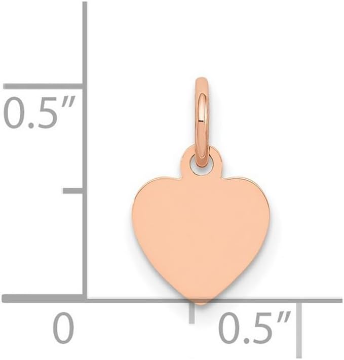 JewelryWeb 14k Solid Yellow Gold Love Heart Disc Charm Pendant Necklace for Women in