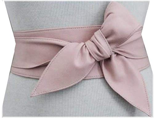 Woman's Baby Pink Genuine Leather Obi Sash Wrap Tie Plus Size Corset Waist Cincher Wide biker Leather Belt