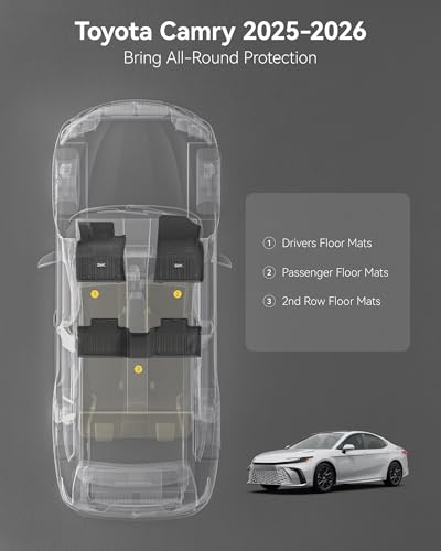 Image of 3W Floor Mats for 2025-2026 Toyota Camry, Custom Fit TPE All Weather