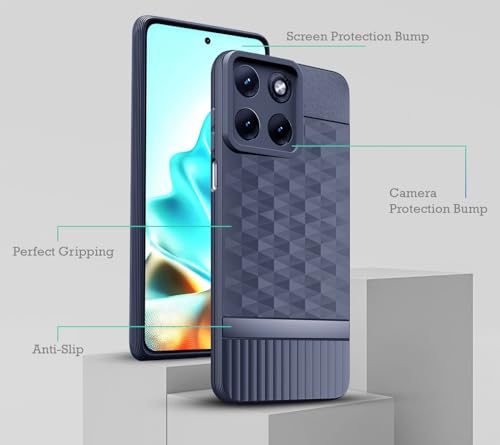 Image of Back Cover for Motorola Moto Edge 70 Fusion 5G Camera Protection 3D Hexa Cube Design Silicone Protective Bumper Back Case for Motorola Moto Edge 70 Fusion 5G - Blue