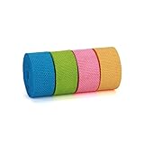 Meseey 4 Rolls 20 Yards Natural Burlap Ribbon Rolls 1 Inch Spring Colorful Pink/Yellow/Green/Blue Gi