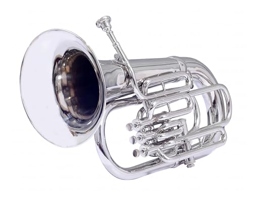 UNIQ Bb Euphonium 4 Valve for Students, Beginners with Free Hard Case and Mouthpiece, Bb Pitch Euphonium Brass Made Musical Instrument (Nickel Silver) - Thumbnail 2